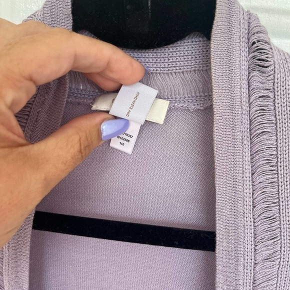 Chico’s women’s Open Front lightweight 100% Silk Knit Cardigan Lavender small - Picture 5 of 5